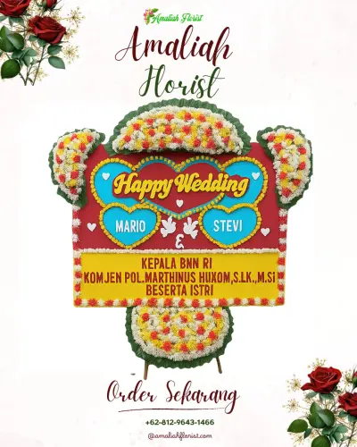 Karangan Papan Bunga Pernikahan di Krempong
